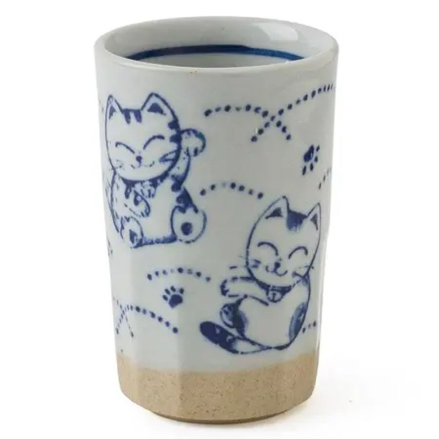 Whimsy Miya Company Tableware | Blue Fortune Cat Cup 9 Oz