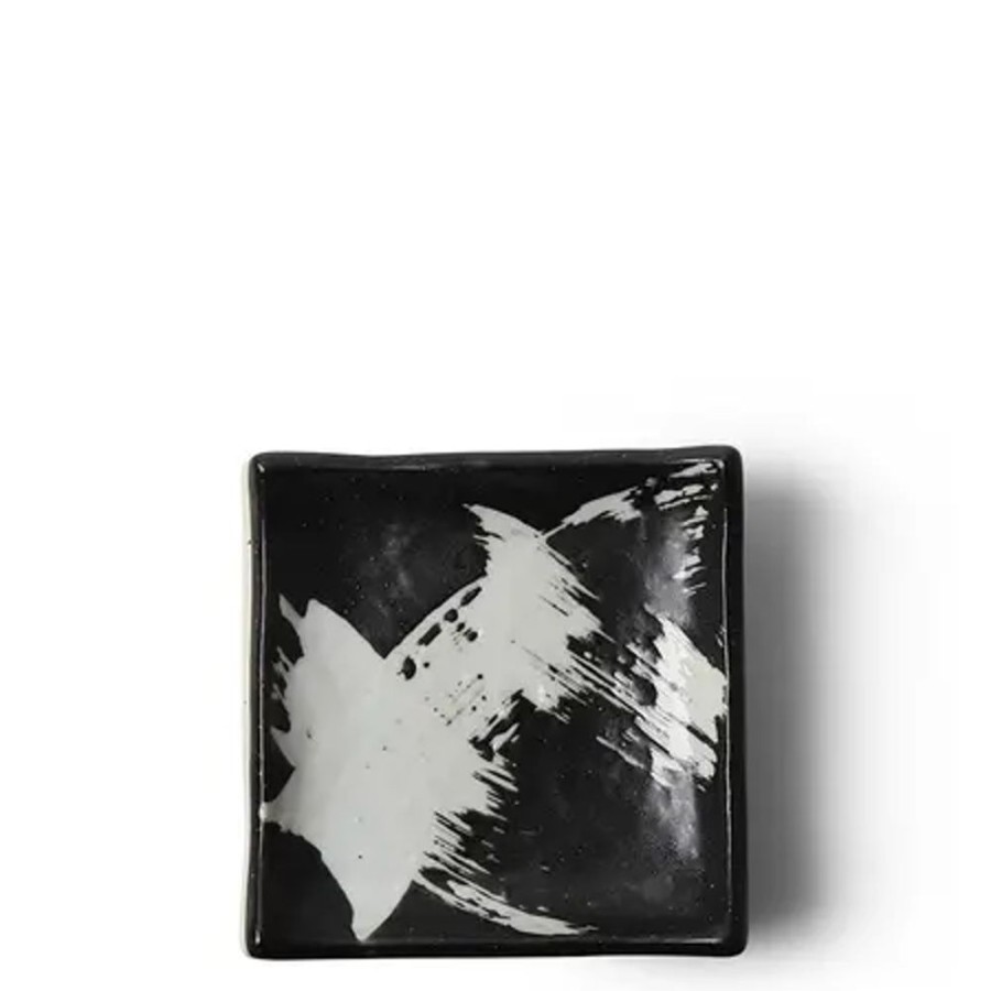 Tabletop Miya Company Small Plates | Black & White Brush Small Plate
