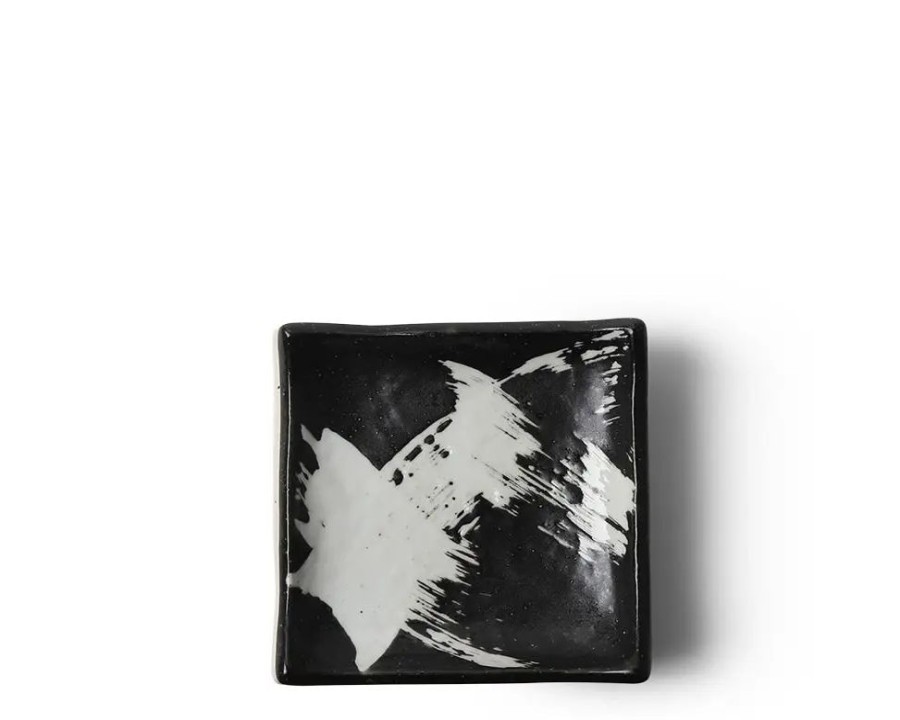 Tabletop Miya Company Small Plates | Black & White Brush Small Plate