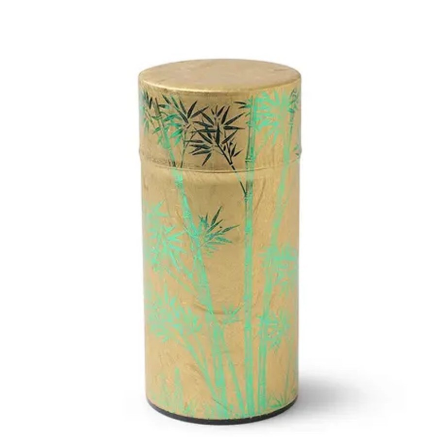 Tabletop Miya Company Teaware Accessories | Tea Canister Gold/Green Foil Bamboo