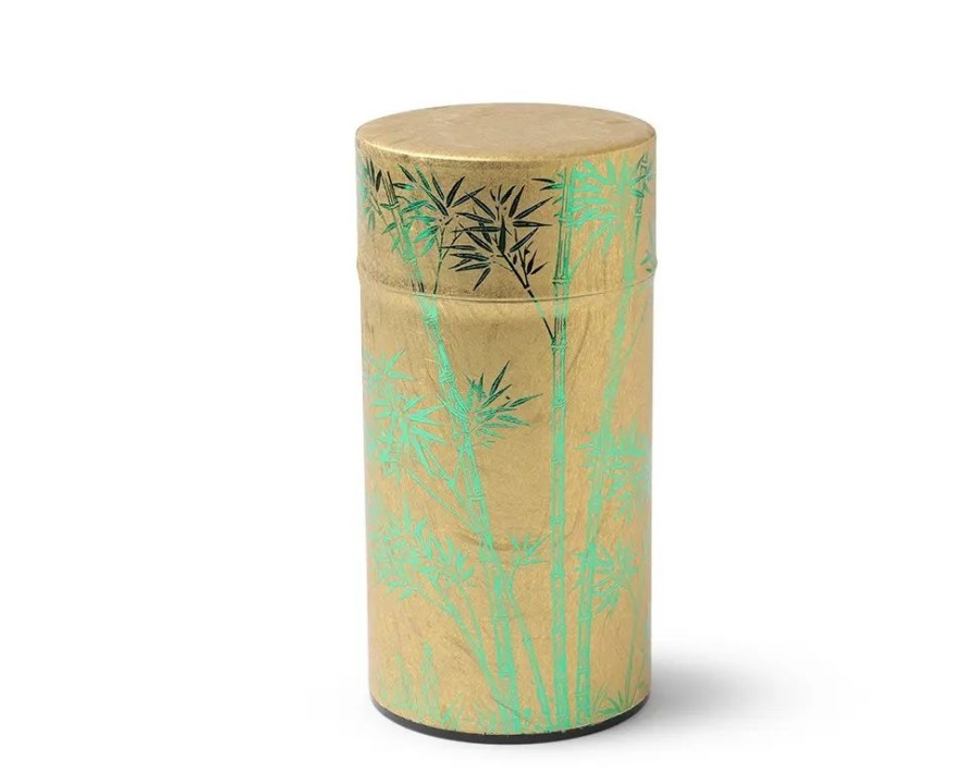 Tabletop Miya Company Teaware Accessories | Tea Canister Gold/Green Foil Bamboo