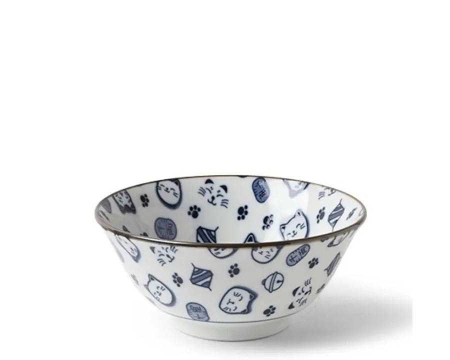 Whimsy Miya Company Bowls | Maneki Neko Blue 5.75" Bowl