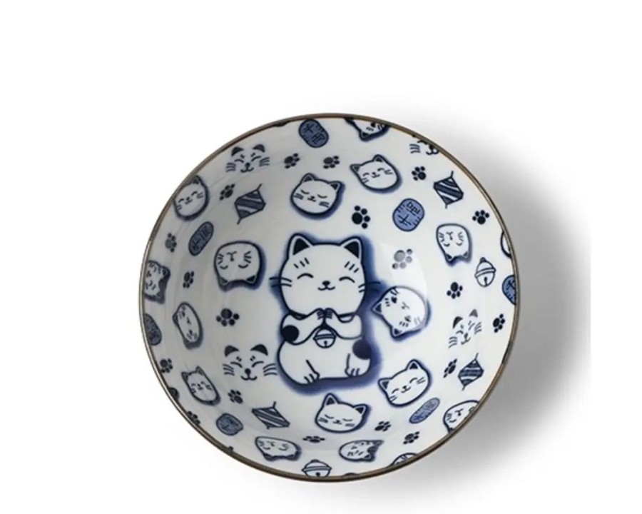 Whimsy Miya Company Bowls | Maneki Neko Blue 5.75" Bowl