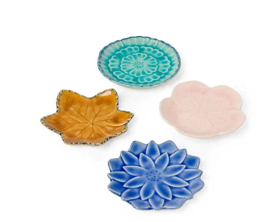 Tabletop Miya Company Plate Sets | Leaf & Flower 4.75" Plate Set