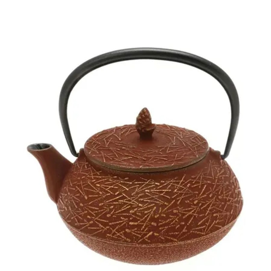 Tabletop Miya Company Teapots - Cast Iron | Teapot Cast Iron Gold Cranberry Pine Needles