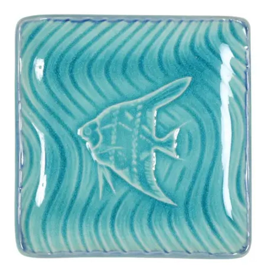 Whimsy Miya Company Fish | Turquoise Blue Fish 4.5" Sq. Plate