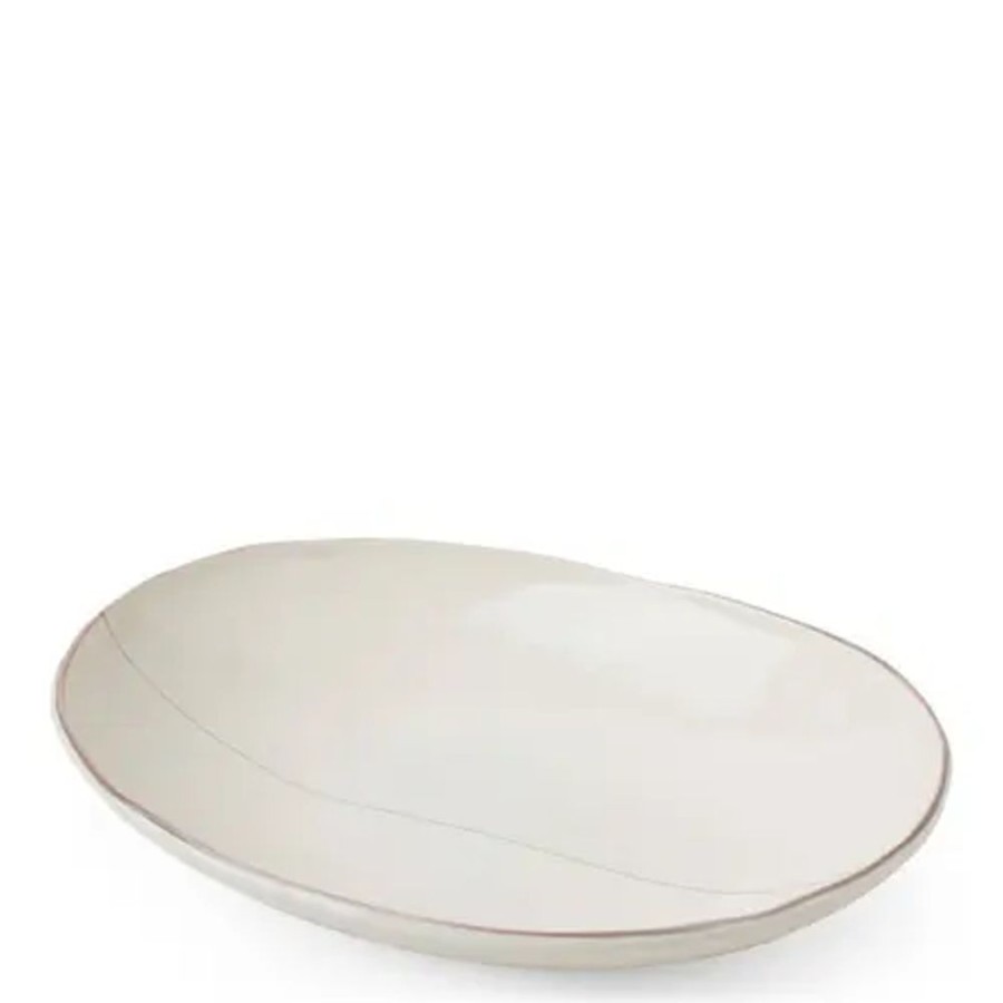 Tabletop Miya Company Shallow Bowls | Shiratama 9.5" X 7" Oval Bowl