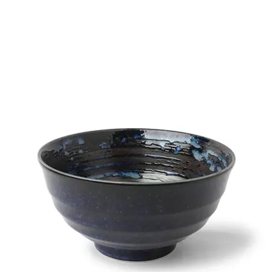 Tabletop Miya Company Medium Bowls | Blue Black Swirl 6.75" Noodle Bowl