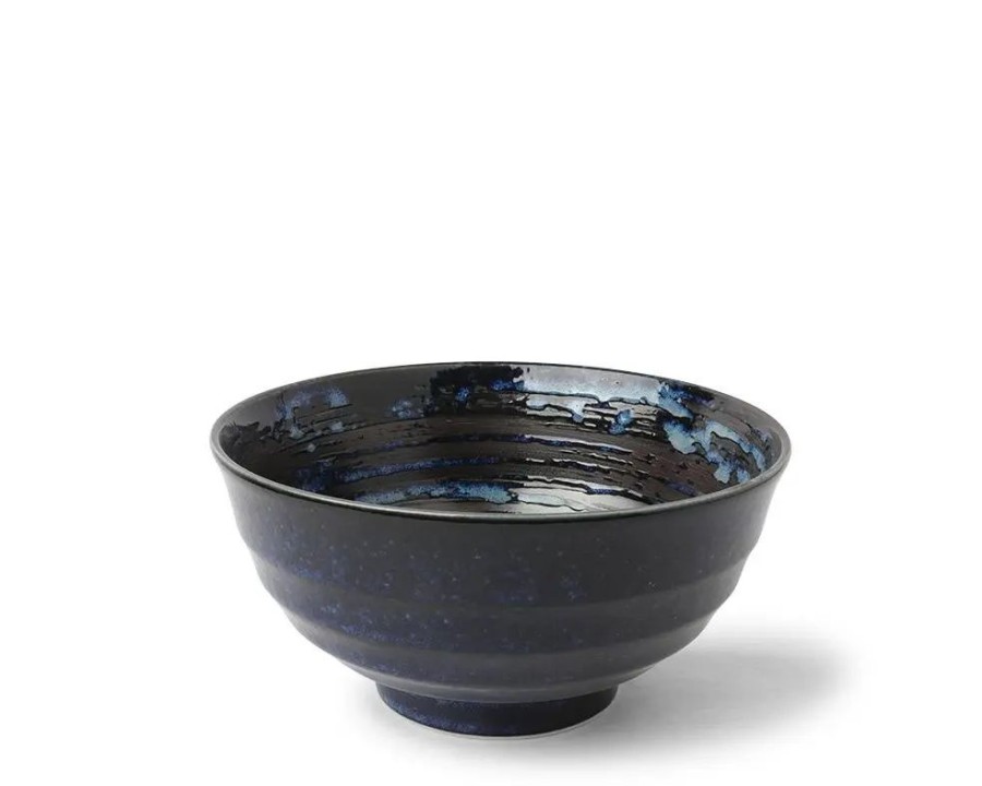 Tabletop Miya Company Medium Bowls | Blue Black Swirl 6.75" Noodle Bowl