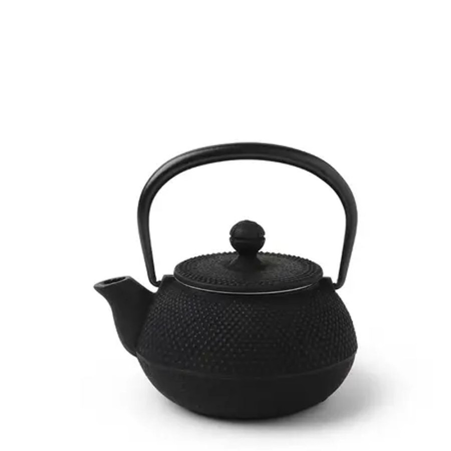 Tabletop Miya Company Teapots - Cast Iron | Cast Iron Teapot Black Hobnail 0.325L
