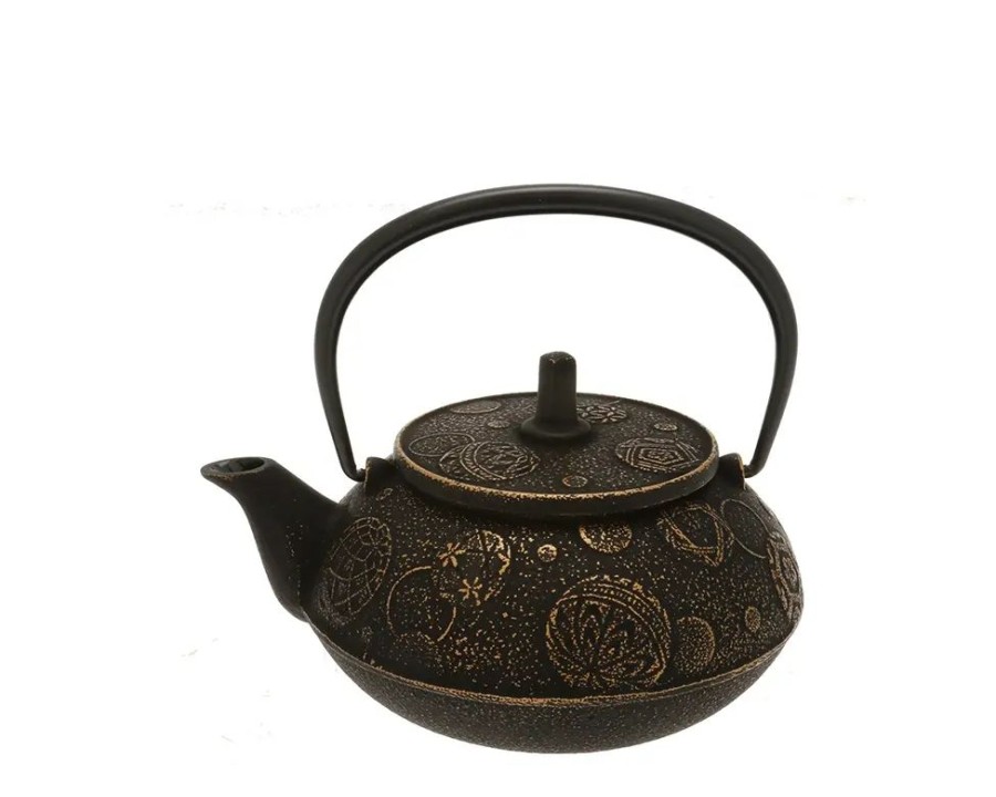 Tabletop Miya Company Teapots - Cast Iron | Teapot Cast Iron Gold Black Mari