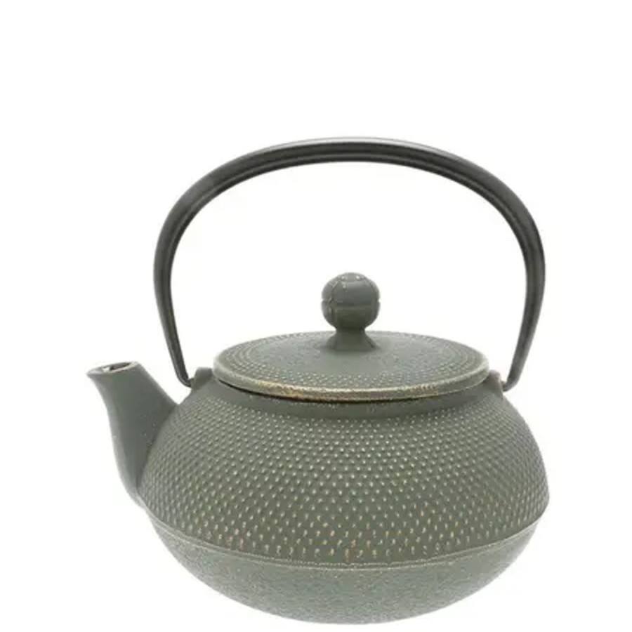 Tabletop Miya Company Teapots - Cast Iron | Cast Iron Green/Bronze Hobnail Teapot 0.65L