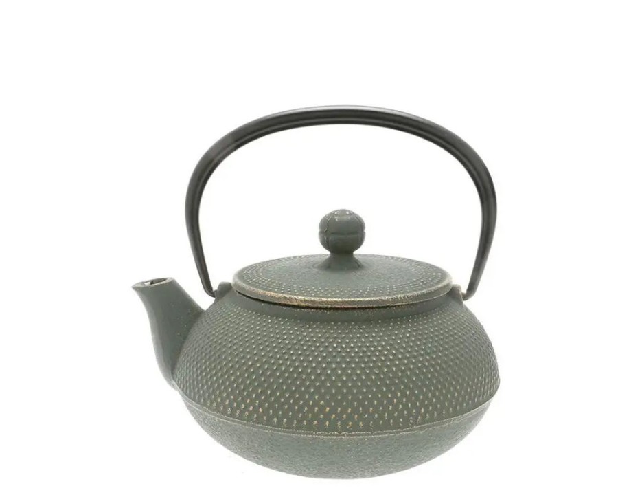 Tabletop Miya Company Teapots - Cast Iron | Cast Iron Green/Bronze Hobnail Teapot 0.65L