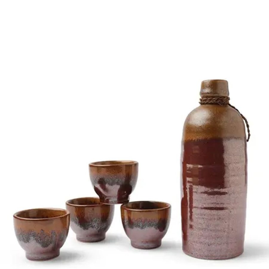 Tabletop Miya Company Sake Sets | Sake Set Tetsuaka Kin Nagashi