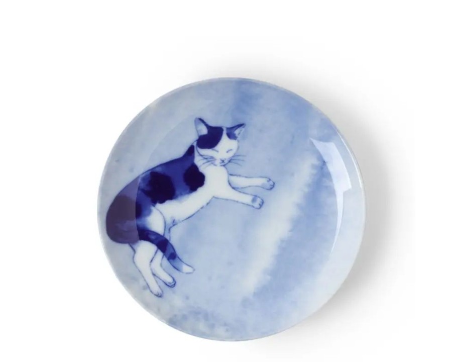 Whimsy Miya Company Plates | Blue Cat Relaxing Plate