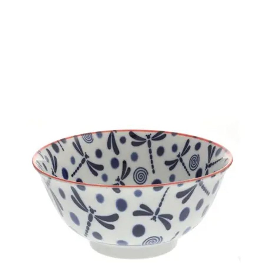 Tabletop Miya Company Blue & White 6" Bowls | Bowl Blue Dragonfly 6"