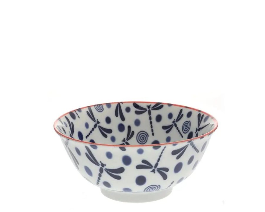 Tabletop Miya Company Blue & White 6" Bowls | Bowl Blue Dragonfly 6"