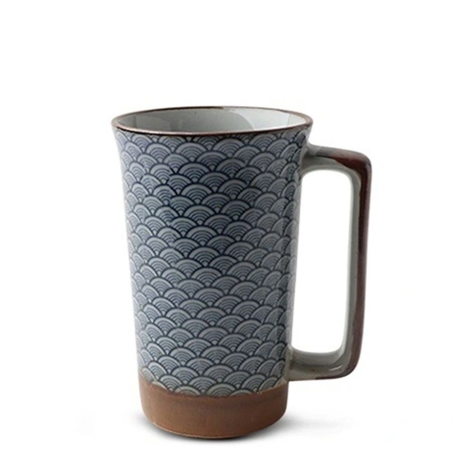 Tabletop Miya Company Mugs | Blue Vintage Waves 10 Oz. Mug