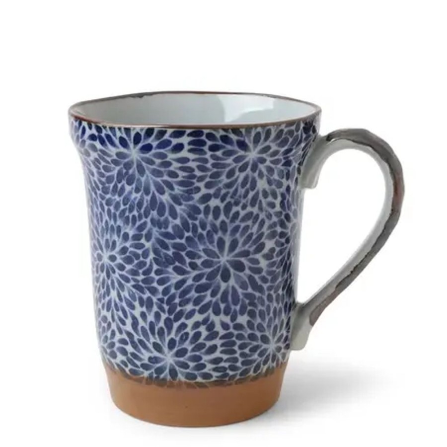 Tabletop Miya Company Mugs | Blue Floral Mums 14 Oz. Wide Mouth Mug
