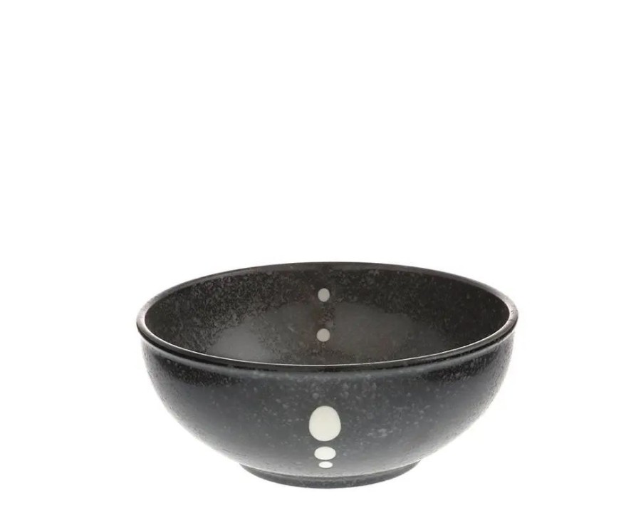 Tabletop Miya Company Medium Bowls | Satin Black White Dots 6-1/4" Bowl