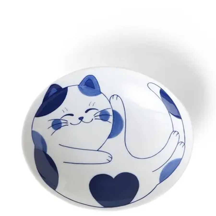 Whimsy Miya Company Bowls | Blue Cats 7.5" Oval Bowl