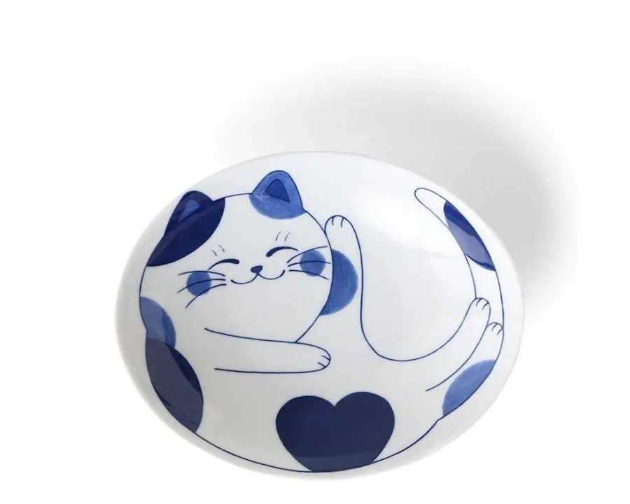 Whimsy Miya Company Bowls | Blue Cats 7.5" Oval Bowl