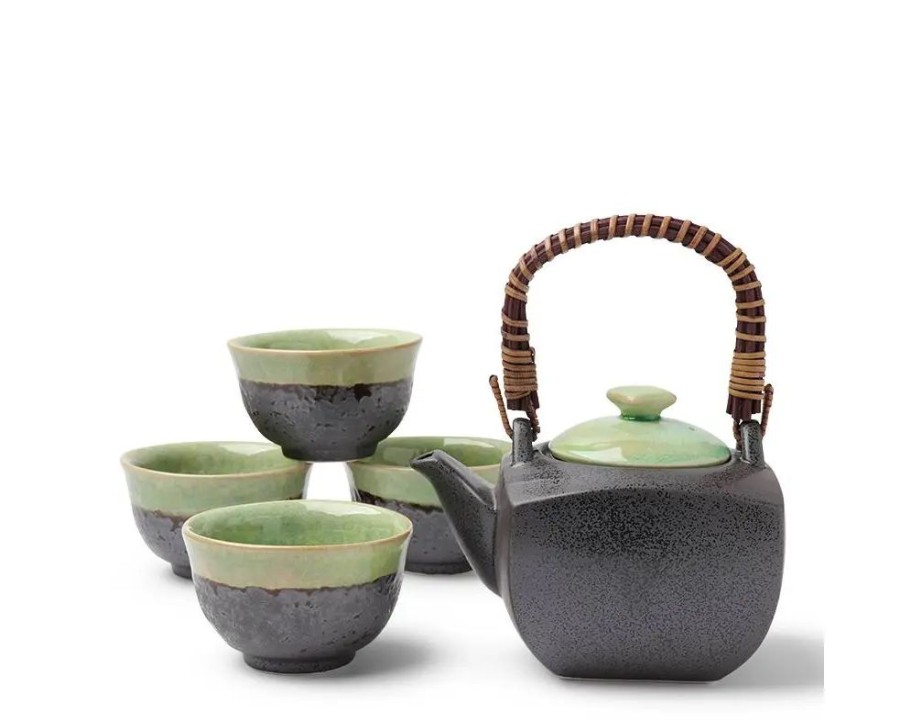 Tabletop Miya Company Tea Sets - Ceramic | Tea Set Bronze/Jade Square