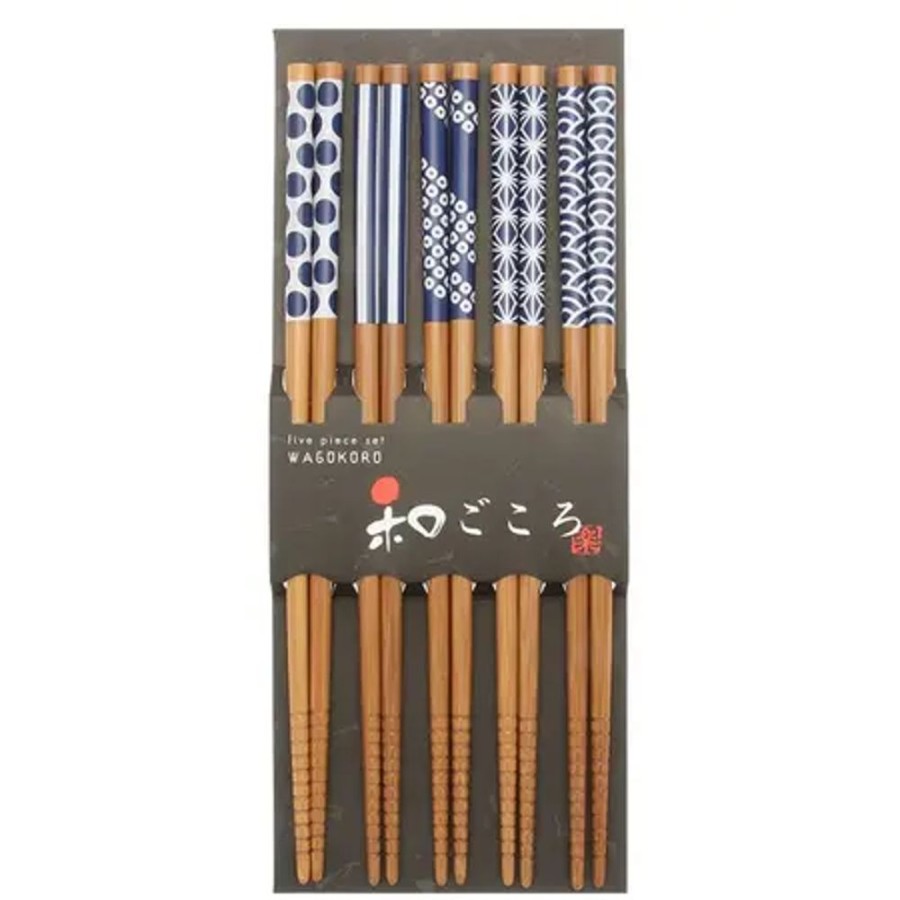Tabletop Miya Company Chopsticks | Chopsticks Set Bamboo Waka Blue/White