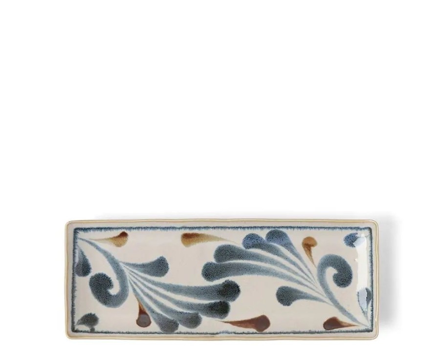 Tabletop Miya Company Medium Plates | Rustic Blue Vines Rectangle Plate