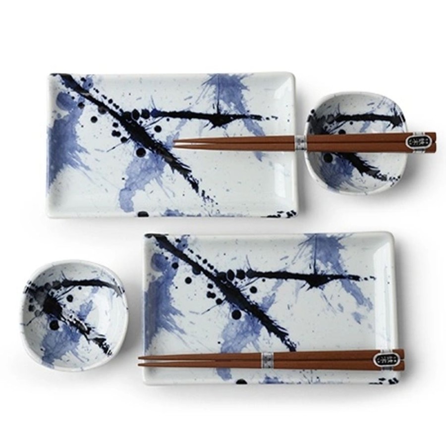 Tabletop Miya Company Plate Sets | Blue Sumi Sushi Set