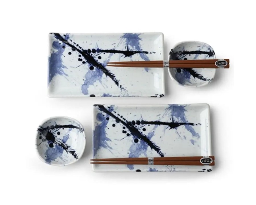Tabletop Miya Company Plate Sets | Blue Sumi Sushi Set