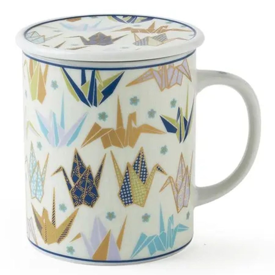 Whimsy Miya Company Other | Origami Cranes 8 Oz. Lidded Mug - Blue