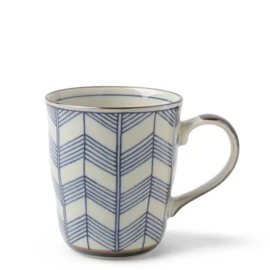 Tabletop Miya Company Mugs | Celadon Chevron 8 Oz. Mug
