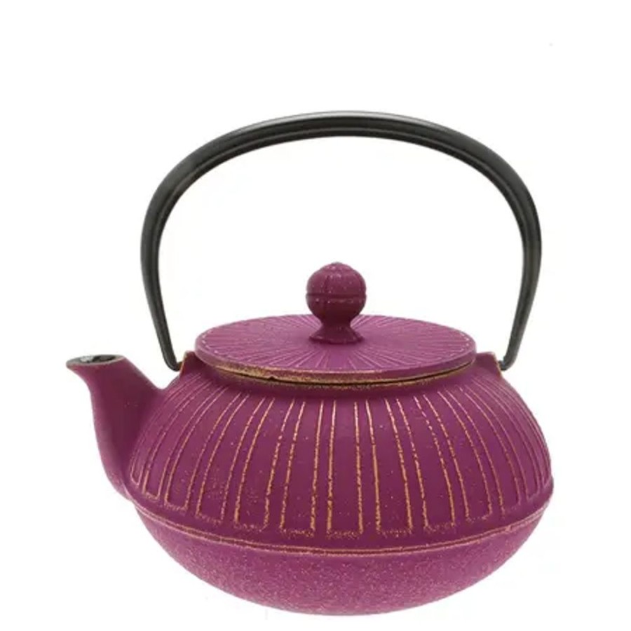 Tabletop Miya Company Teapots - Cast Iron | Teapot Cast Iron Gold Purple Chrysanthemum