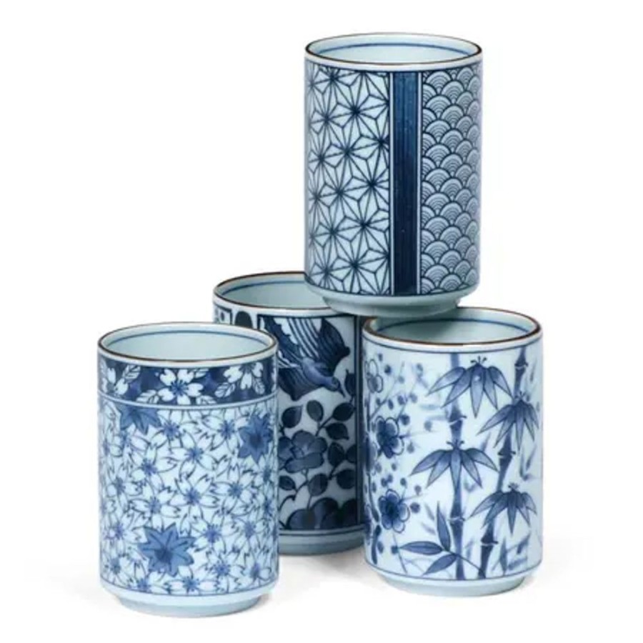 Tabletop Miya Company Teacups | Blue Patterns 8 Oz. Teacup Set