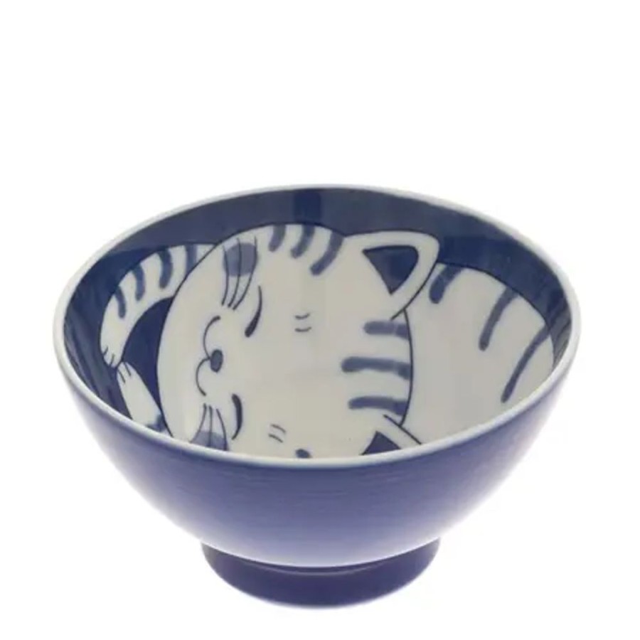 Whimsy Miya Company Bowls | Bowl Rice Cat Blue Tabby 4-5/8"