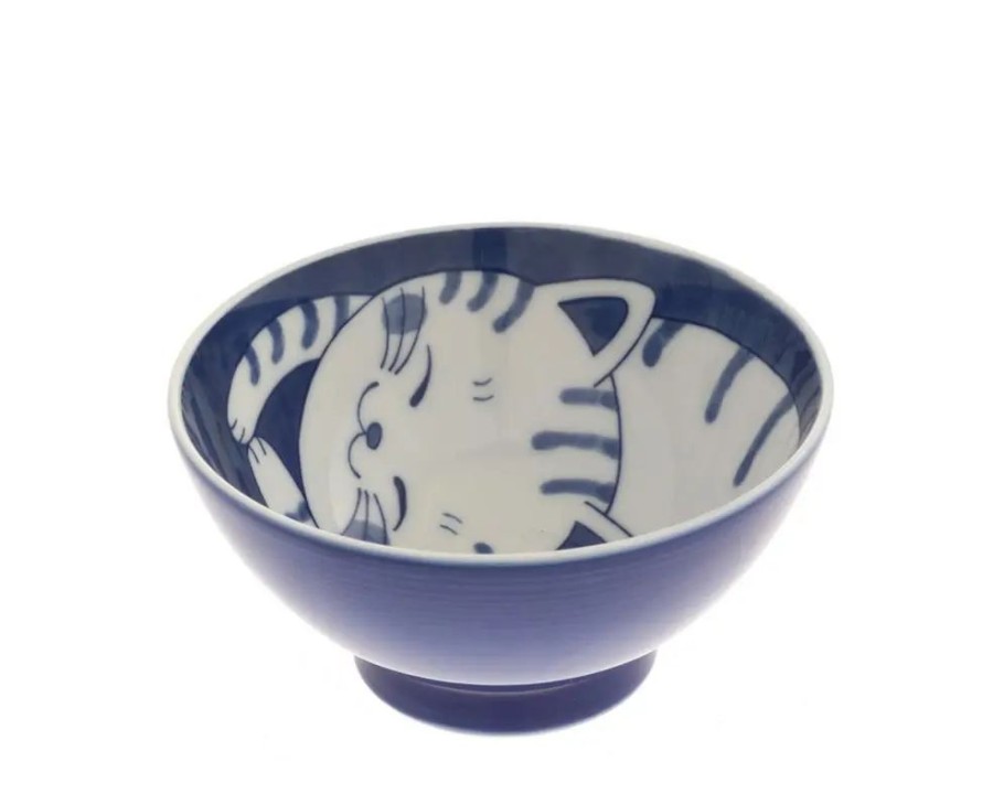 Whimsy Miya Company Bowls | Bowl Rice Cat Blue Tabby 4-5/8"