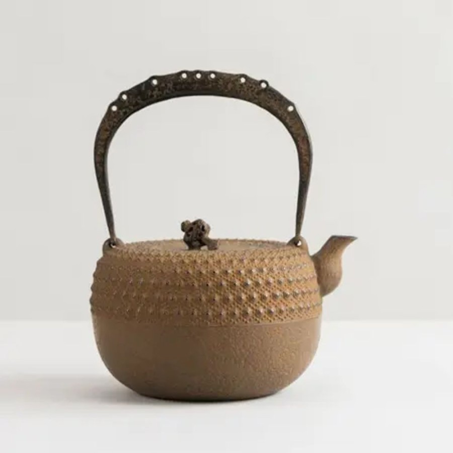 Tabletop Miya Company Teapots - Cast Iron | Iwachu Kettle Tetsubin Gravel Turtleshell Brown