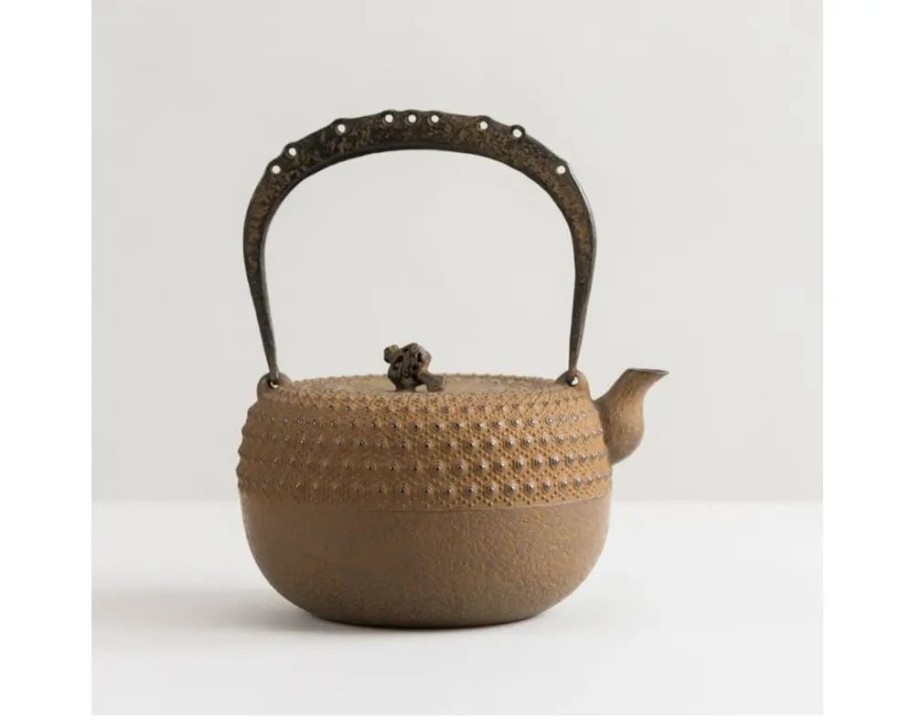 Tabletop Miya Company Teapots - Cast Iron | Iwachu Kettle Tetsubin Gravel Turtleshell Brown