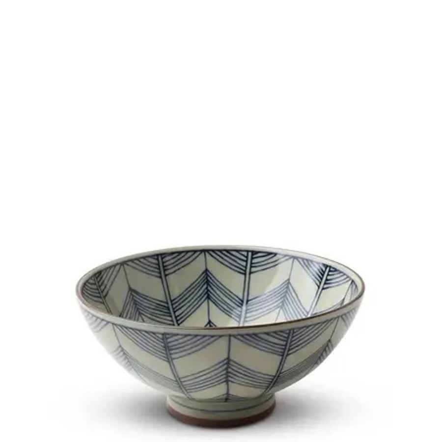 Tabletop Miya Company Rice Bowls | Celadon Chevron 5.5" Rice Bowl