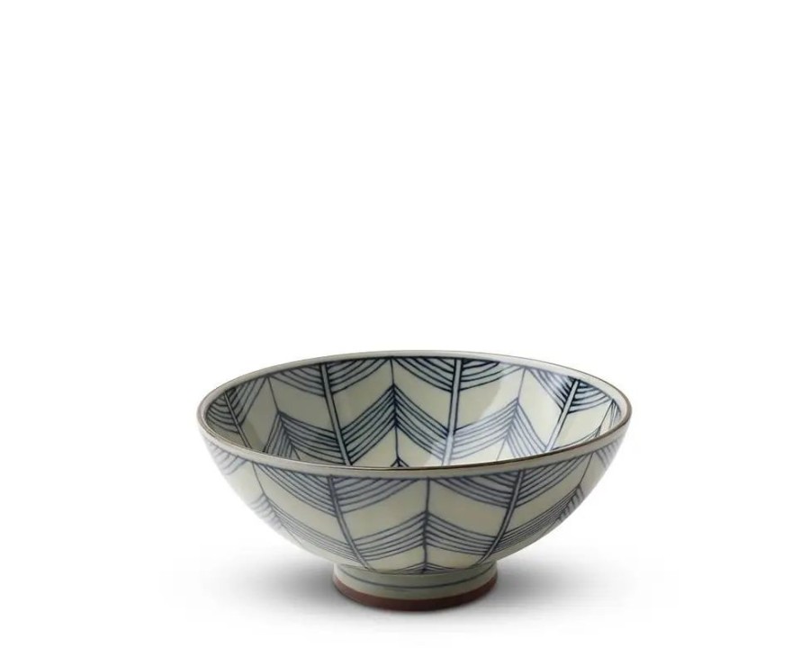 Tabletop Miya Company Rice Bowls | Celadon Chevron 5.5" Rice Bowl