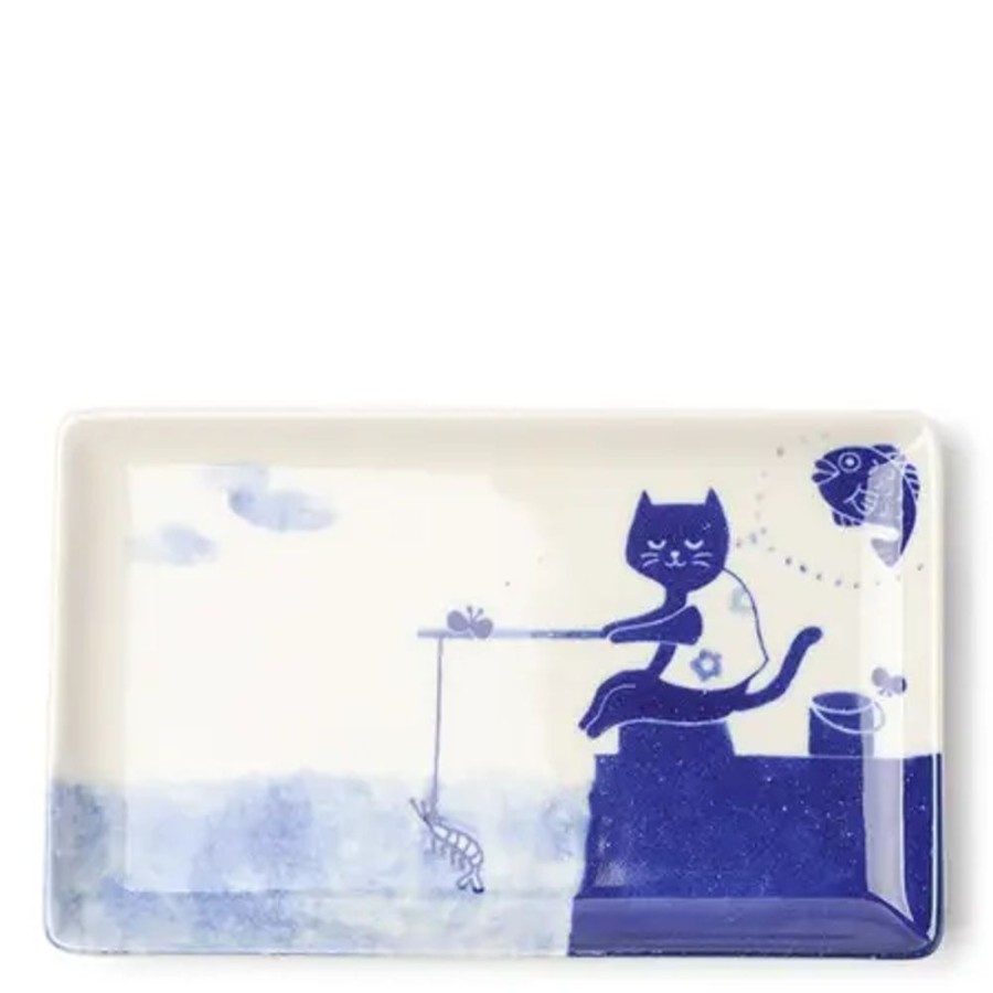 Whimsy Miya Company Plates | Cat Gone Fishing Plate