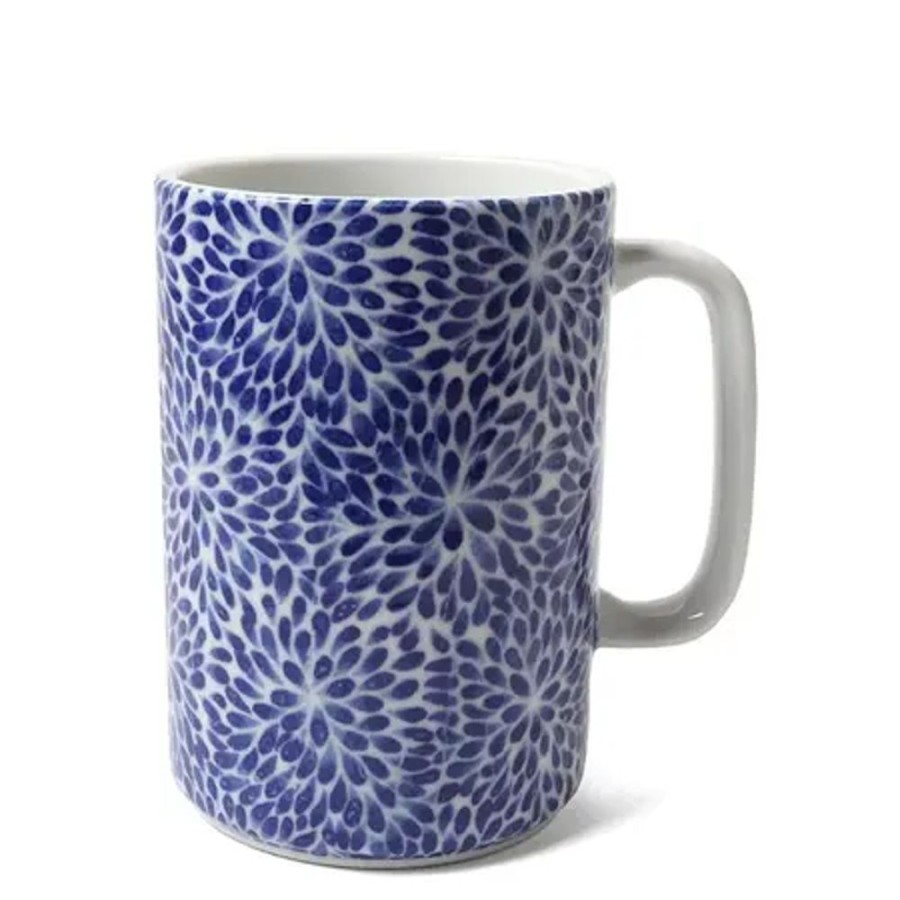 Tabletop Miya Company Mugs | Mug Blue & White Mums 16 Oz.