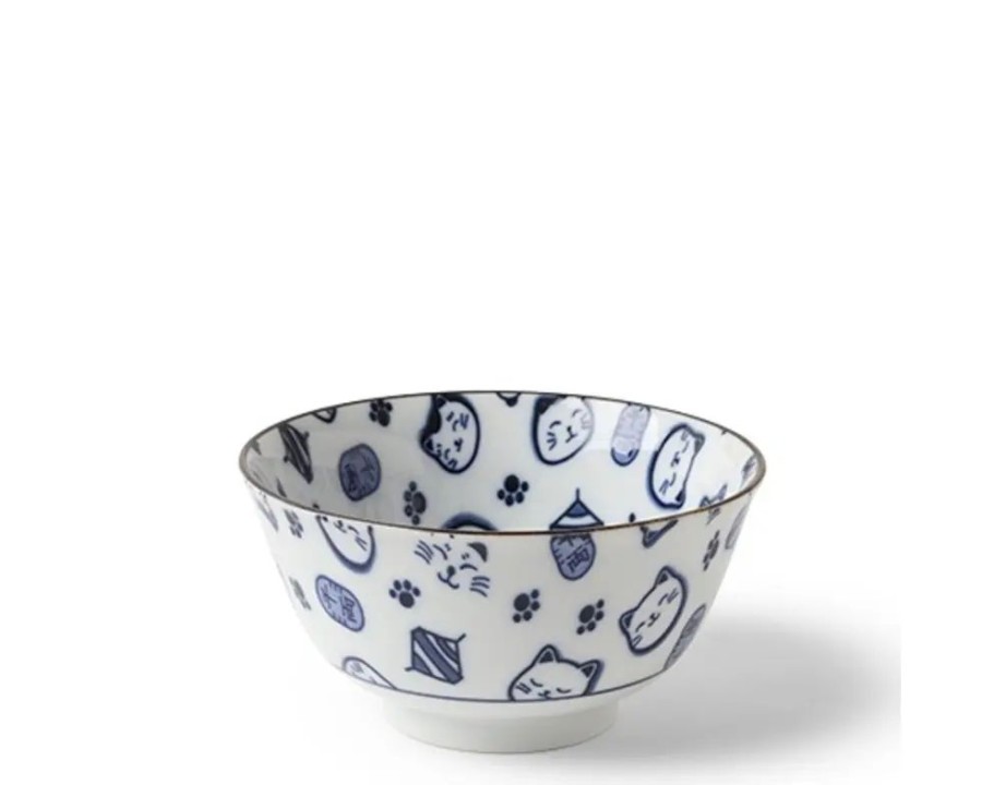 Whimsy Miya Company Tableware | Maneki Neko Blue 5" Bowl
