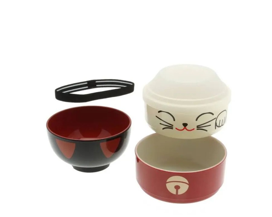 Whimsy Miya Company Bento Sets | Bento Set Fortune Cat Red