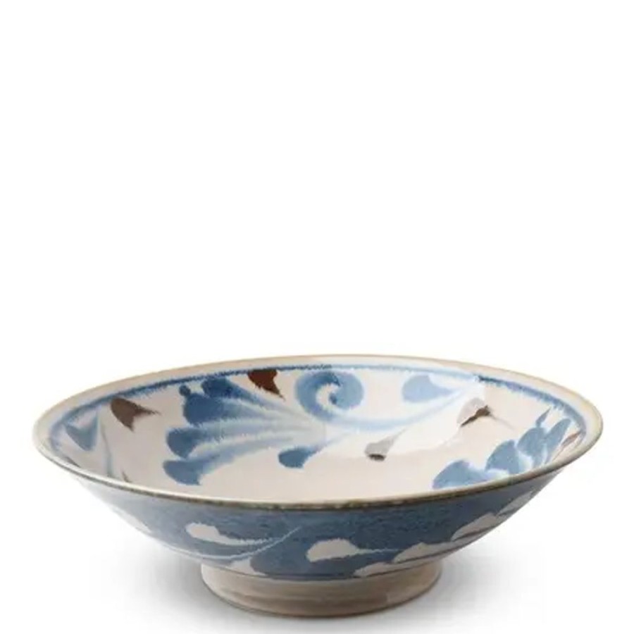 Tabletop Miya Company Serving Bowls & Plates | Rustic Blue Vines 9.75" Serving Bowl
