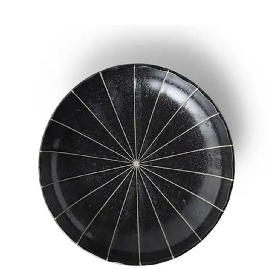 Tabletop Miya Company Medium Plates | Kasa Lines Black 6.5" Plate