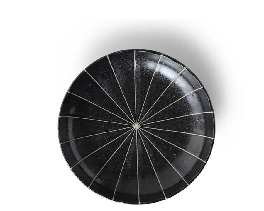 Tabletop Miya Company Medium Plates | Kasa Lines Black 6.5" Plate