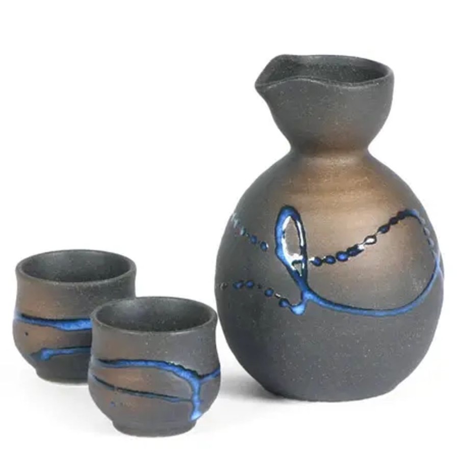 Tabletop Miya Company Sake Sets | Blue Splatter Sake Set