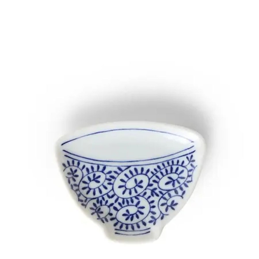 Tabletop Miya Company Sauce Dishes | Mini Plate 3.75" Blue & White Teacup Karakusa